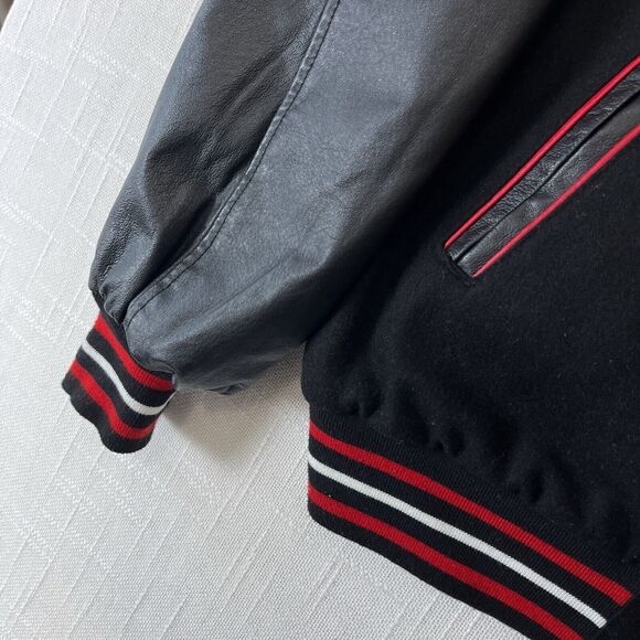 Y2K JH Design Reversible Bomber Chicago Blackhawks Varsity Jacket L-XL Vtg NHL - Picture 11 of 13